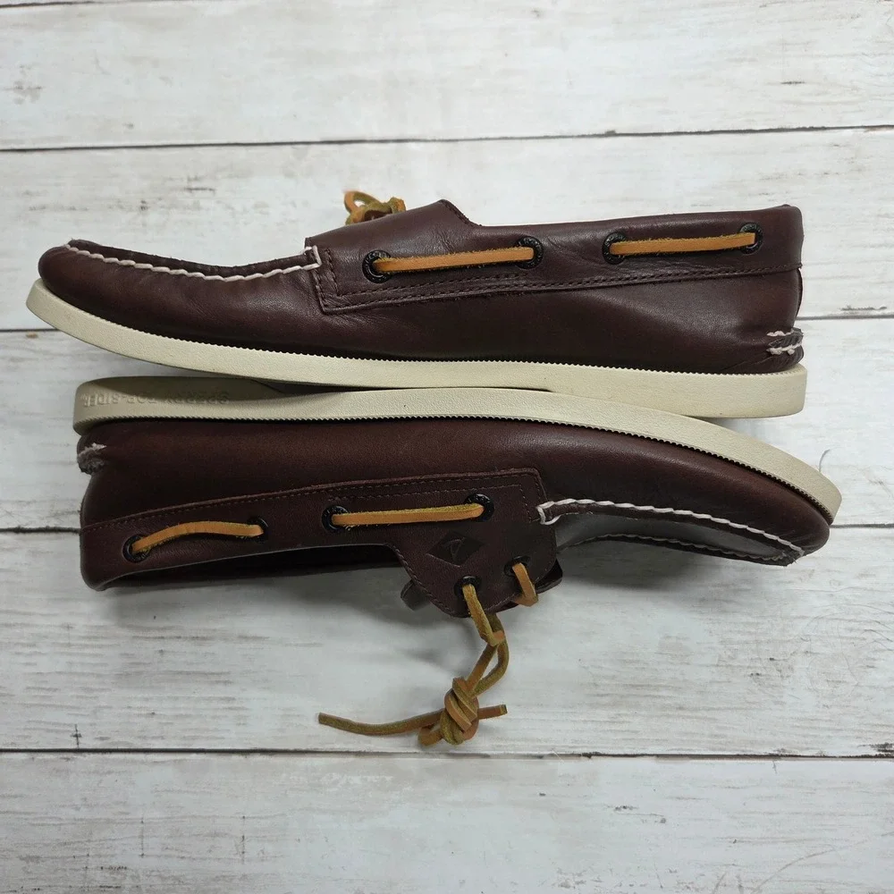 Sperry Top-Sider Boat Shoe Loafer Men 9M Brown Leather 0195115 Nautical Classic
